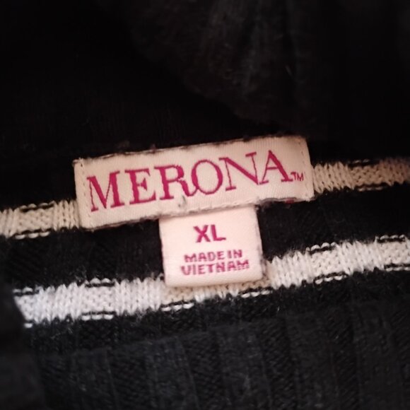 Black and White Striped Meron Sweater With Turtle neck - Picture 2 of 5